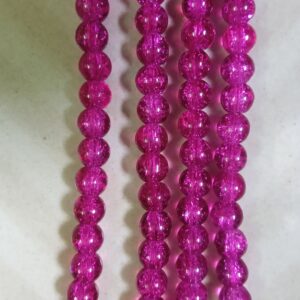 Dark Pink crackle beads _ Single line (90 to 110 beads)